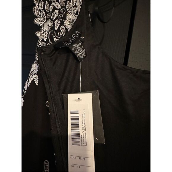 J Kara Women's Cap Sleeve Long Beaded Dress - Picture 9 of 10